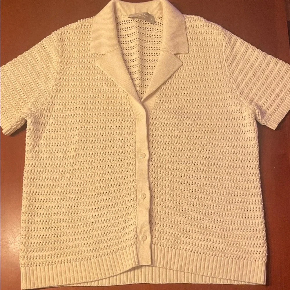 Everlane Crochet Knit Polo, M, EUC - Picture 7 of 8